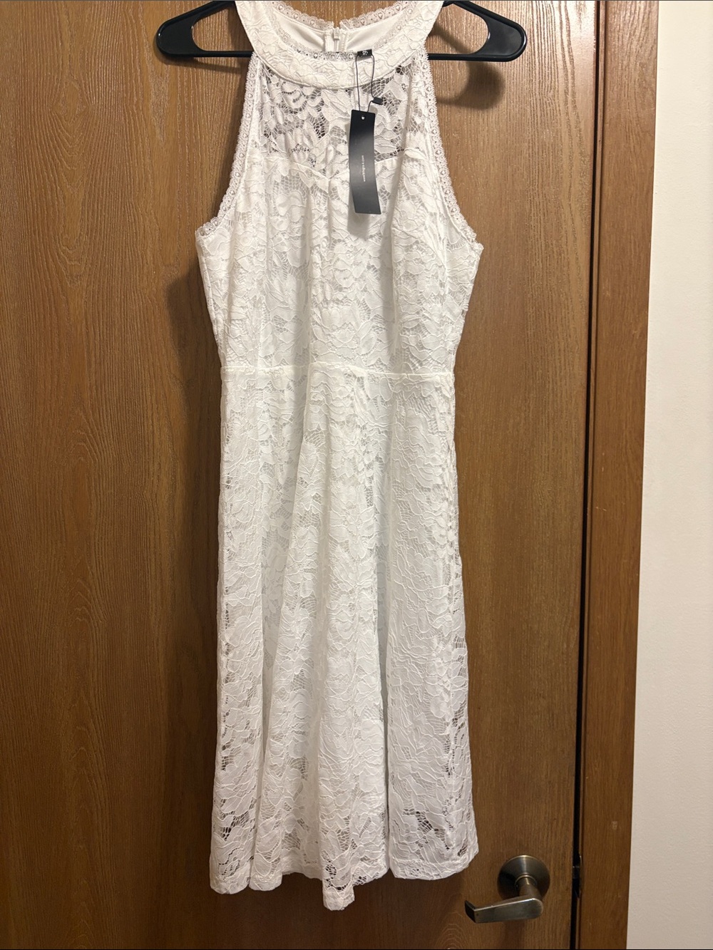 White Lace Halter Midi Dress - Elegant Women's Summer Dress bridal shower nwt
